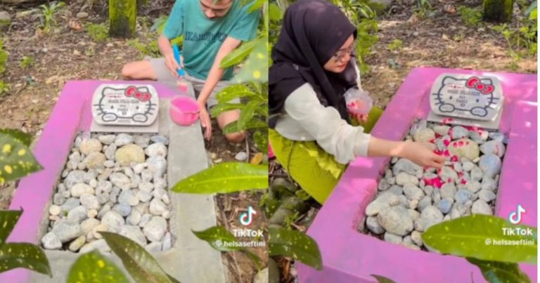 ‘Suami, Isteri Hias Kubur Anak Tema Hello Kitty.’ Lebih Baik Tanam Rumput, Makruh Bina Kubur Dengan Simen