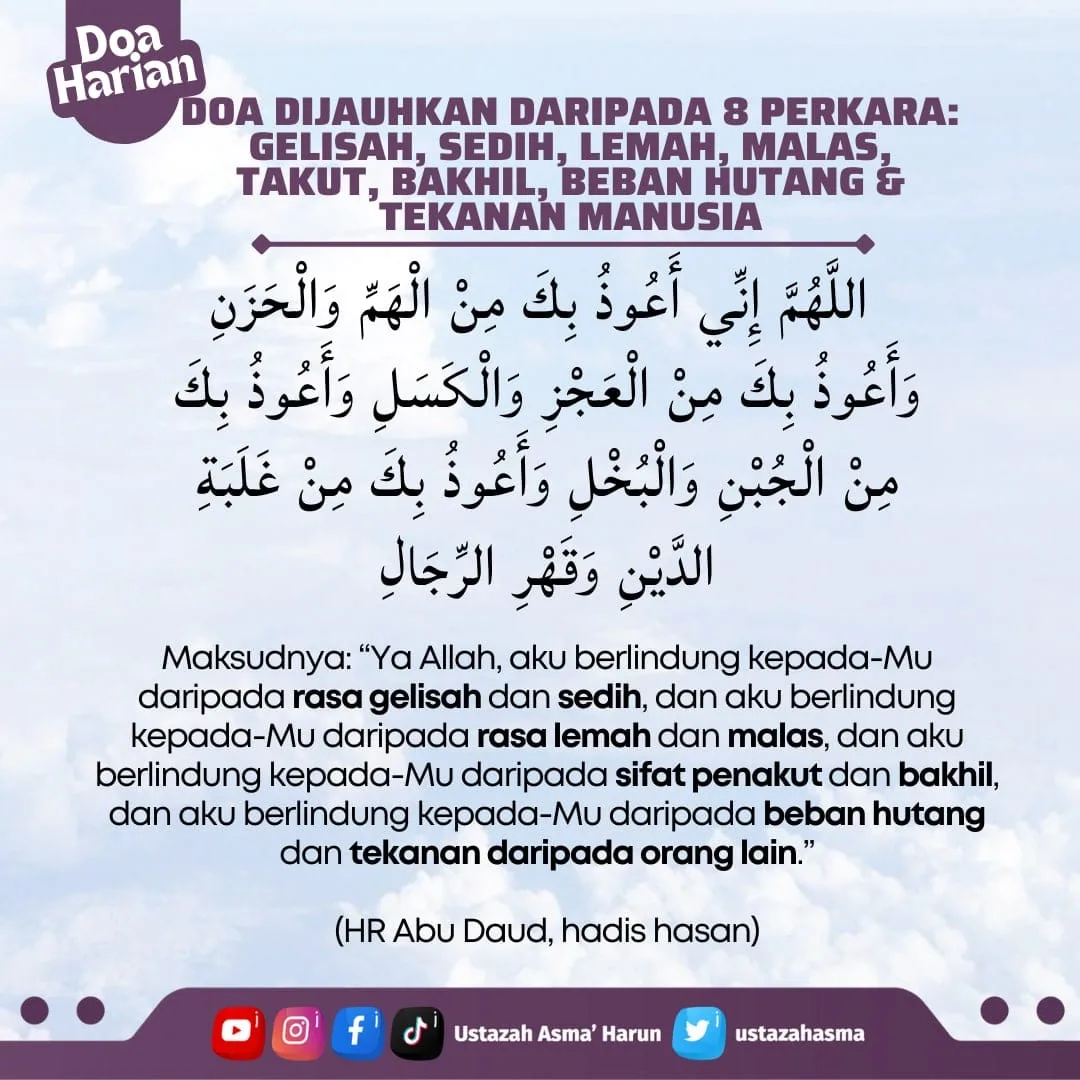 Doa Agar Dicabut Rasa Gelisah, Hutang & Tekanan Diajar Rasulullah SAW. Amalkan Setiap Pagi & Petang